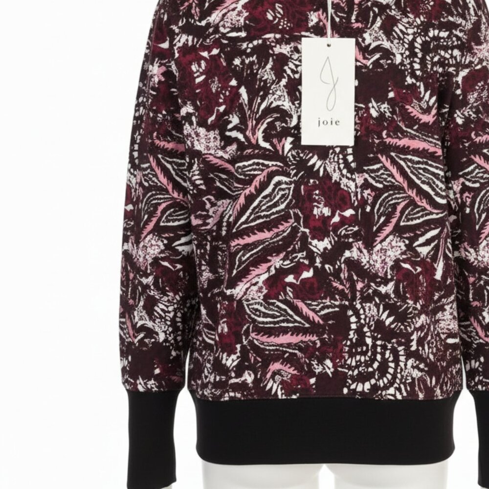 NWT Joie Caleigh Burgundy Floral Paisley Cotton Crop Sweatshirt Womens M - Picture 7 of 13